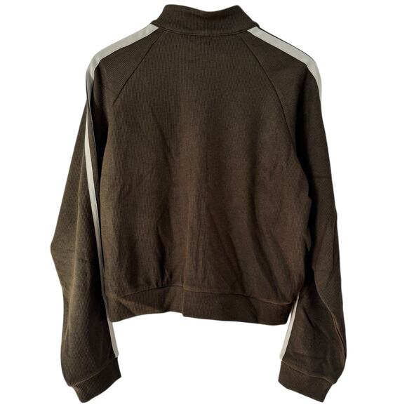 NWOT Halara Ribbed Stand Collar Long Sleeve Zipper Jacket Chestnut Stripe Large - Picture 5 of 9